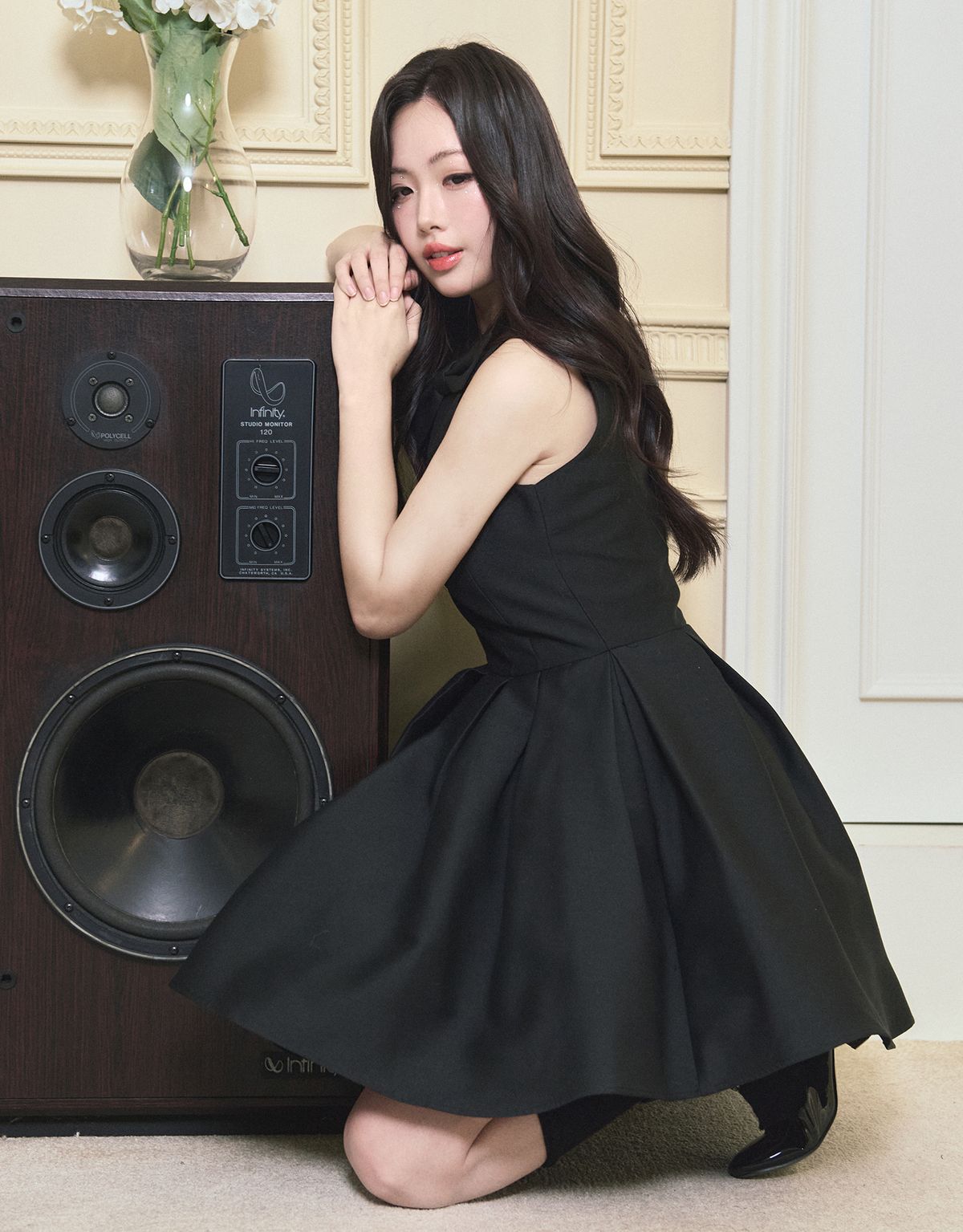 트위디아(TWEEDY-A) [ATELIER] Ophelia Ribbon Point Sleeveless short Balloon Dress Black