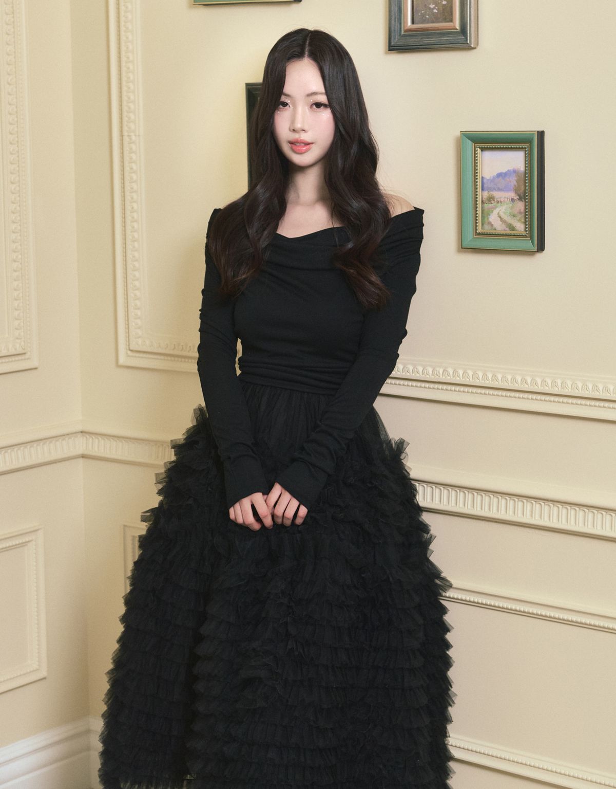 트위디아(TWEEDY-A) Asha Long Sleeve Off-shoulder Spna Top 2 Color