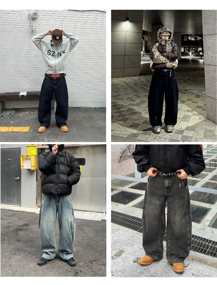 MUSINSA | TEXX TX303 Curved Baggy Balloon Denim (Black Denim)