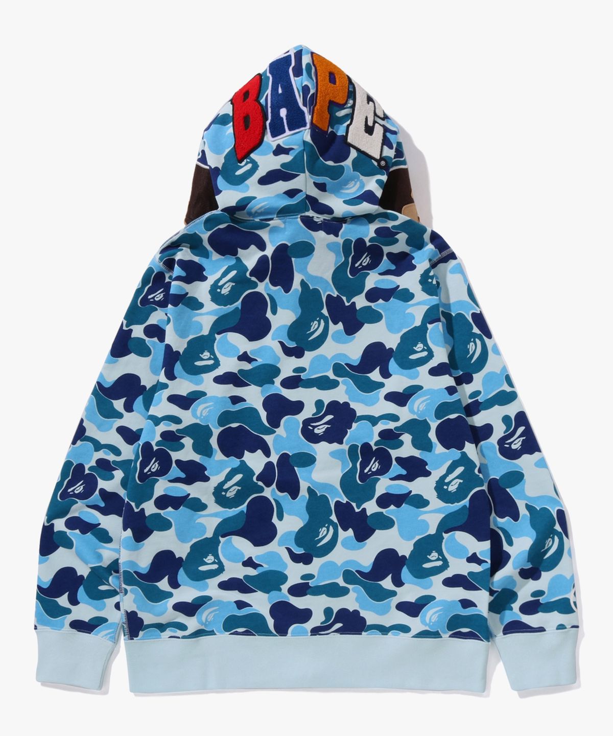 베이프(BAPE) ABC 카모 세컨드 에이프 풀 집 후드(M) BLUE