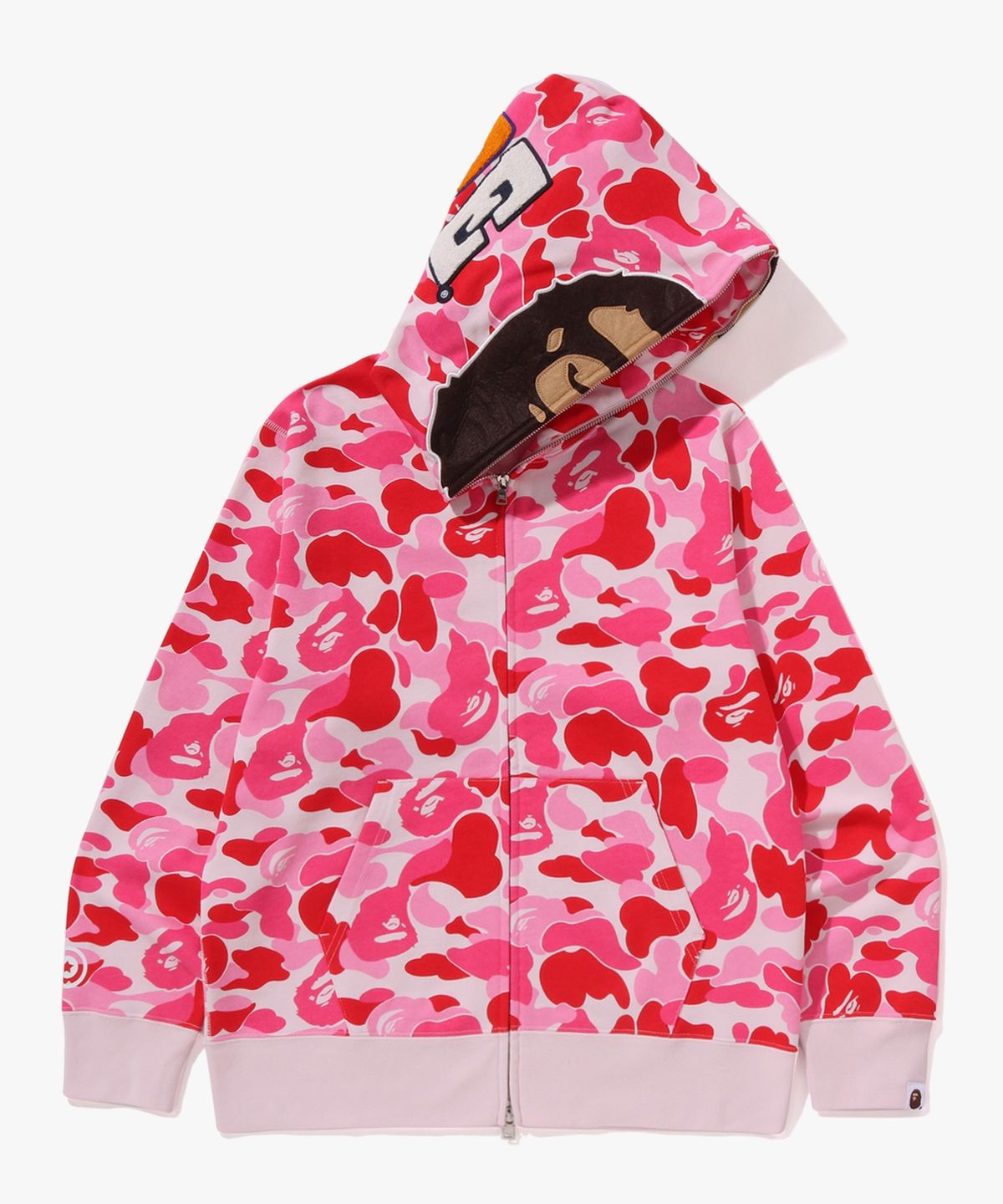 베이프(BAPE) ABC 카모 세컨드 에이프 풀 집 후드(M) PINK