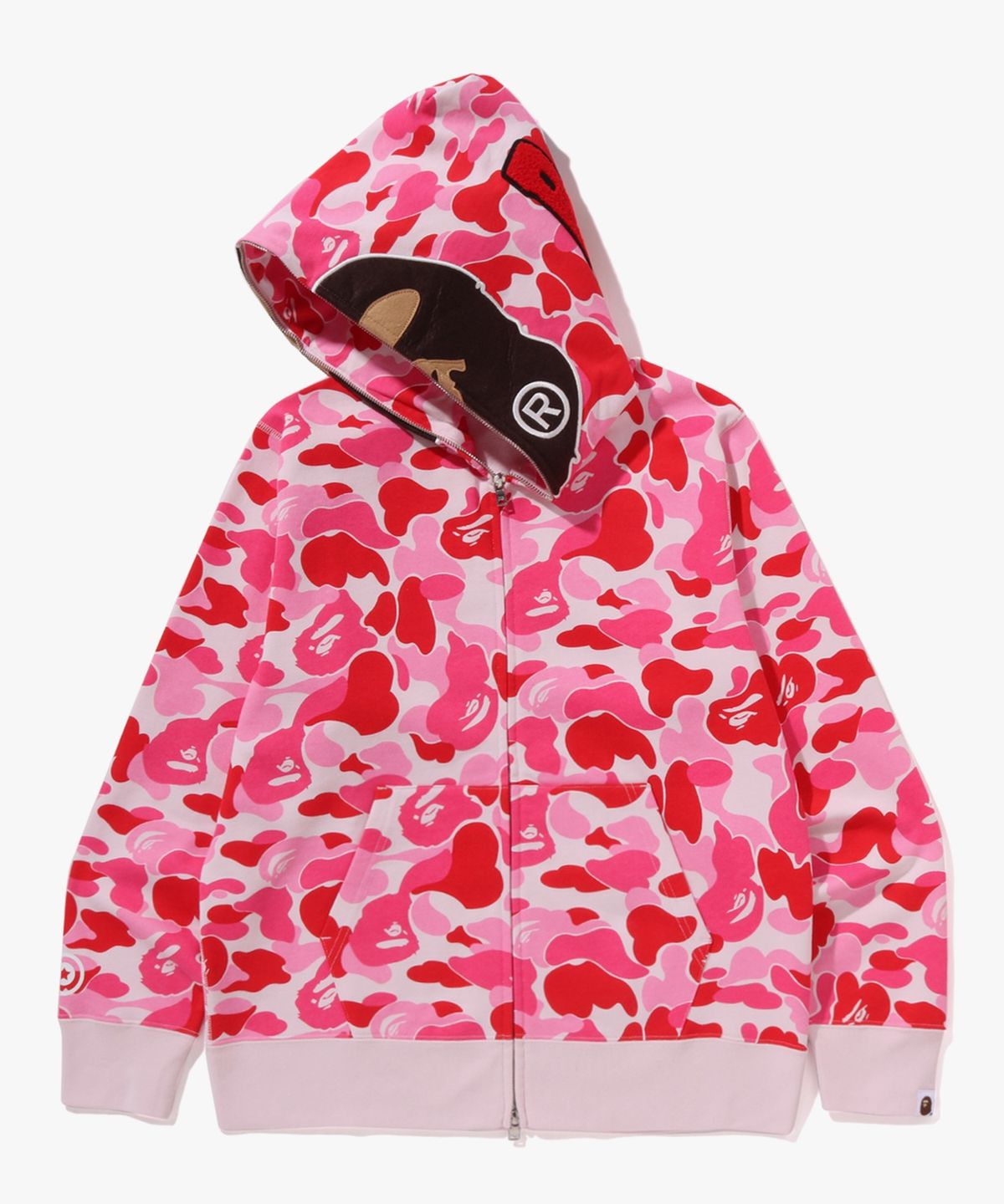 베이프(BAPE) ABC 카모 세컨드 에이프 풀 집 후드(M) PINK