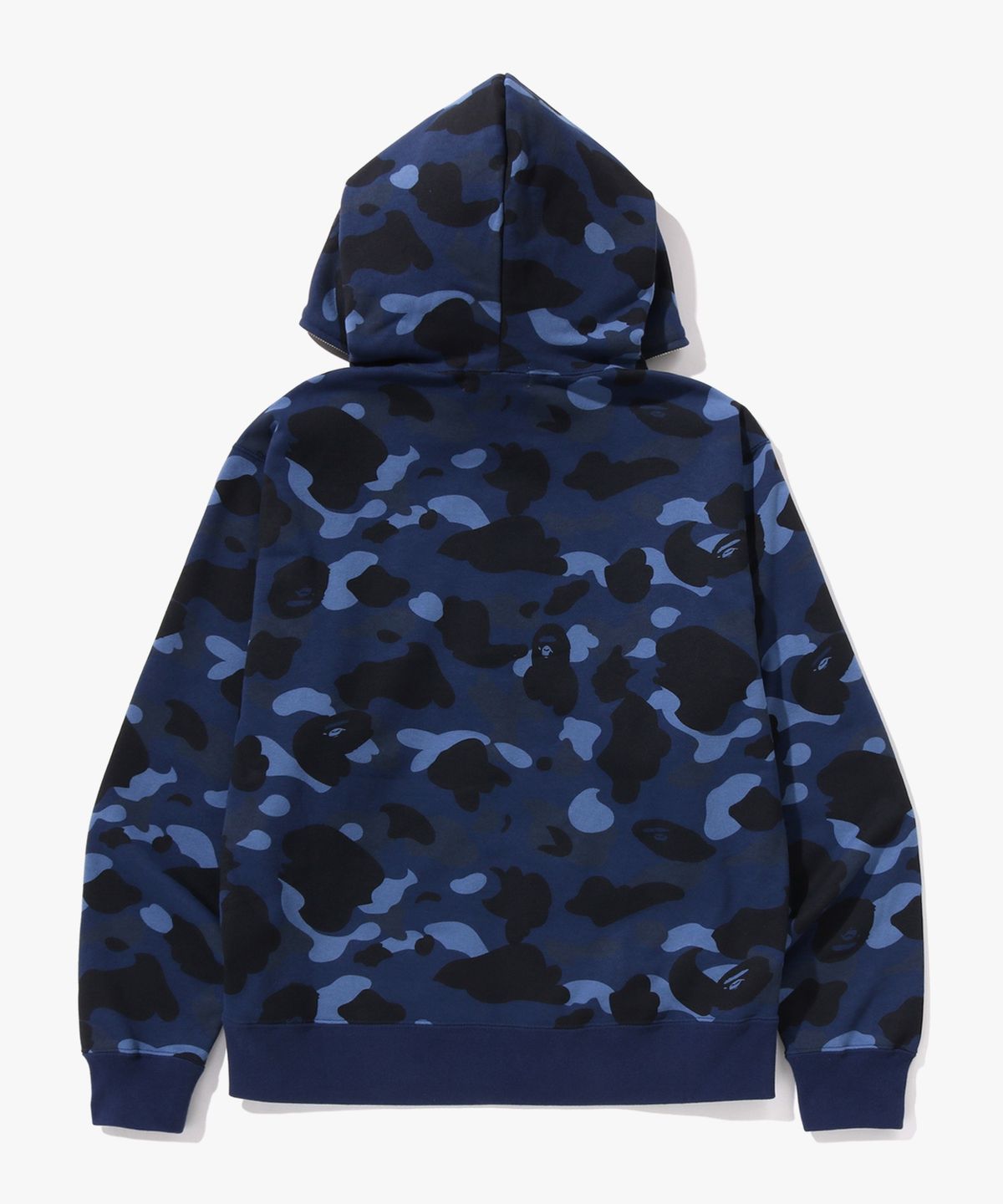 베이프(BAPE) 원 포인트 컬러 카모 크롭 풀 집 후드(M) NAVY