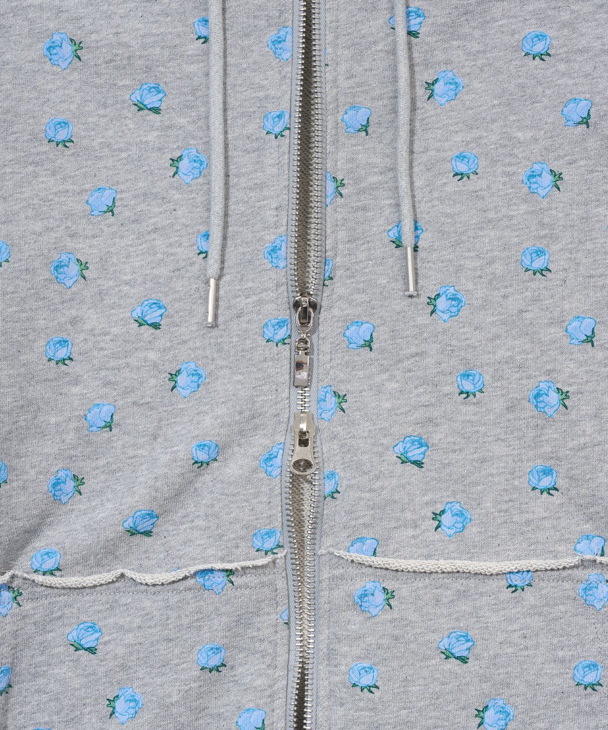 유희(YOUHEE) FLOWER PATTERN HOOD ZIP-UP_MELANGE GREY