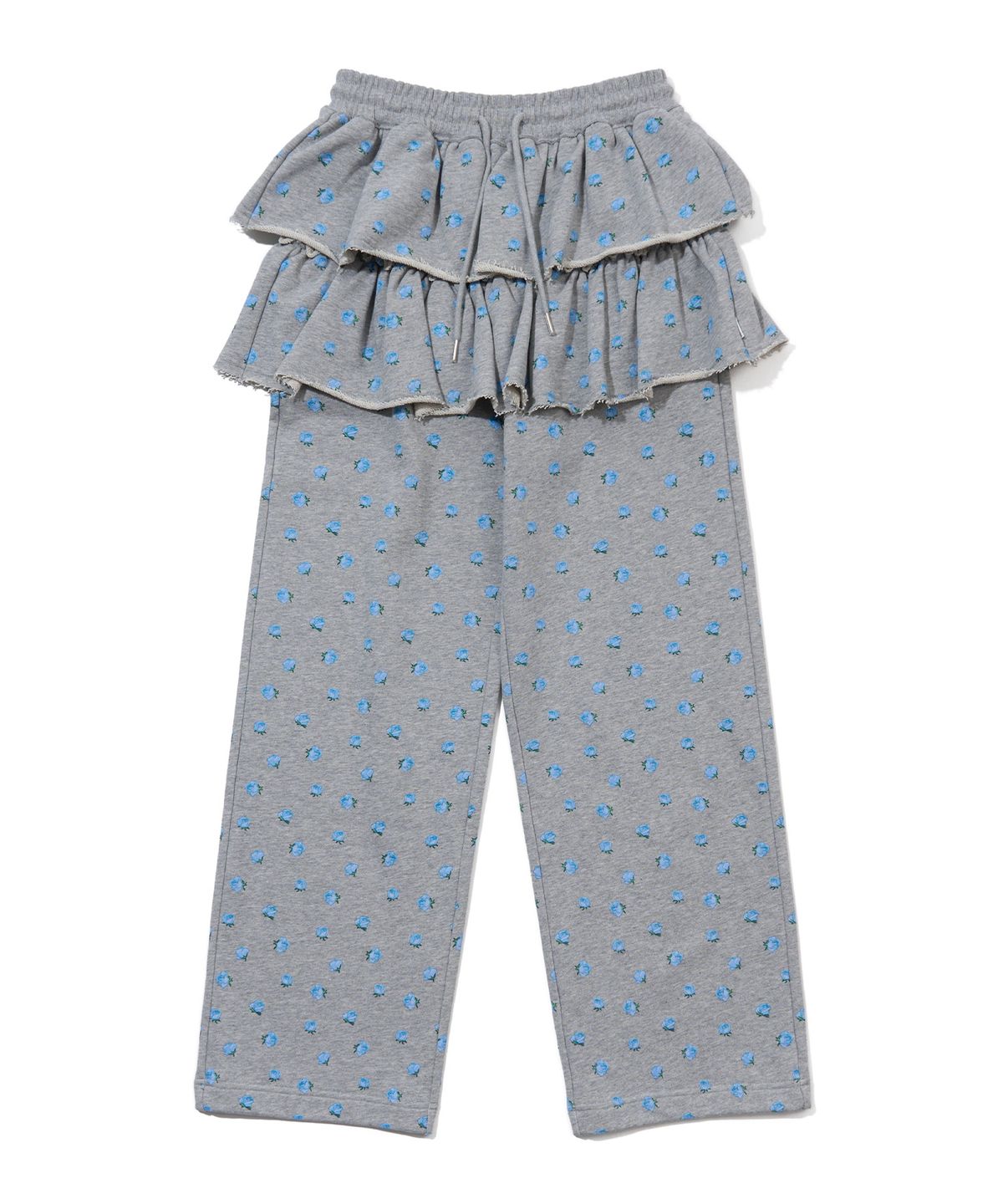 유희(YOUHEE) FLOWER PATTERN LAYERD SKIRT PANTS_MELANGE GREY