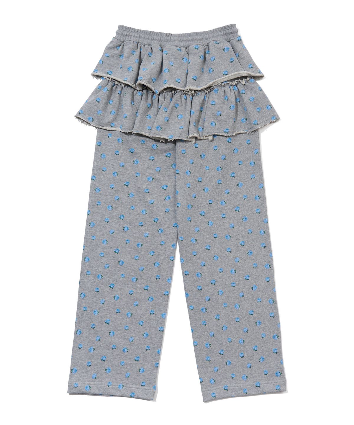 유희(YOUHEE) FLOWER PATTERN LAYERD SKIRT PANTS_MELANGE GREY