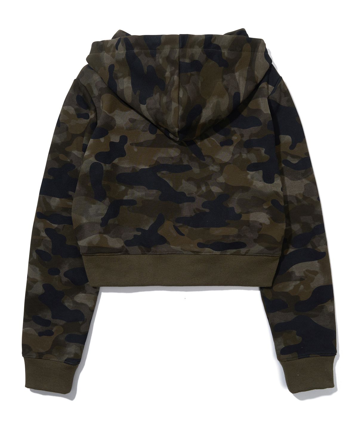 유희(YOUHEE) CAMO CROP HOOD ZIP-UP_KHAKI