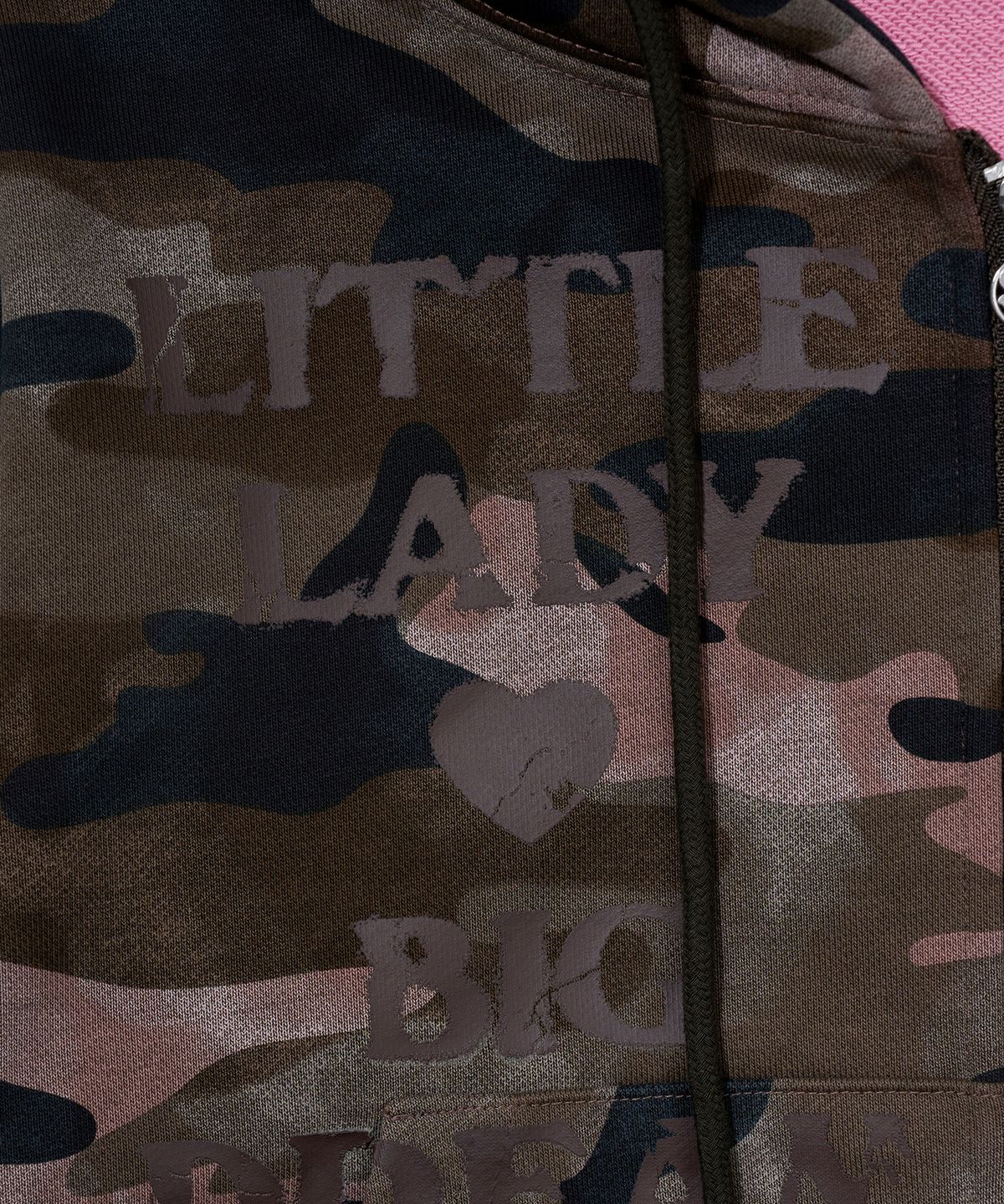 유희(YOUHEE) CAMO CROP HOOD ZIP-UP_PINK