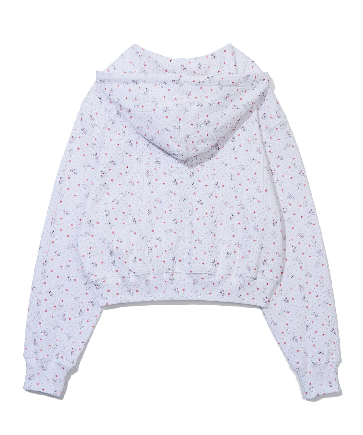 유희(YOUHEE) SHEEP PATTERN EYELET HOOD ZIP-UP_WHITE
