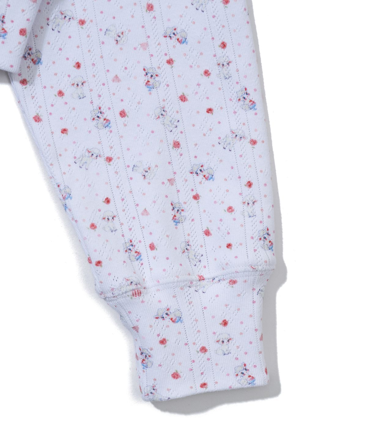 유희(YOUHEE) SHEEP PATTERN EYELET HOOD ZIP-UP_WHITE