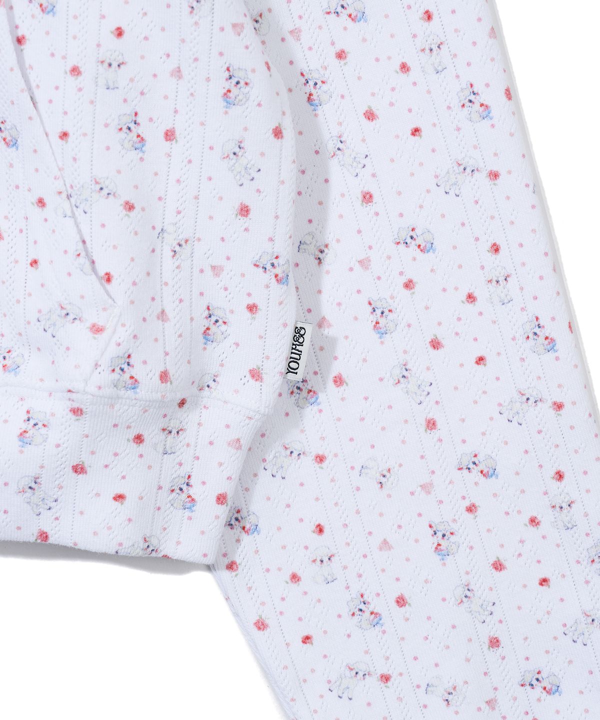 유희(YOUHEE) SHEEP PATTERN EYELET HOOD ZIP-UP_WHITE
