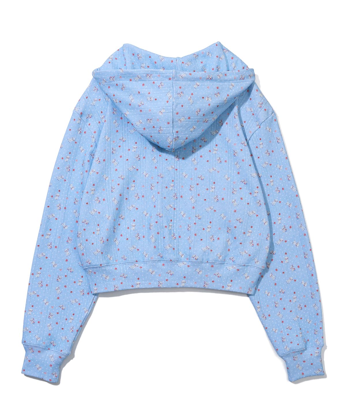 유희(YOUHEE) SHEEP PATTERN EYELET HOOD ZIP-UP_LIGHT BLUE
