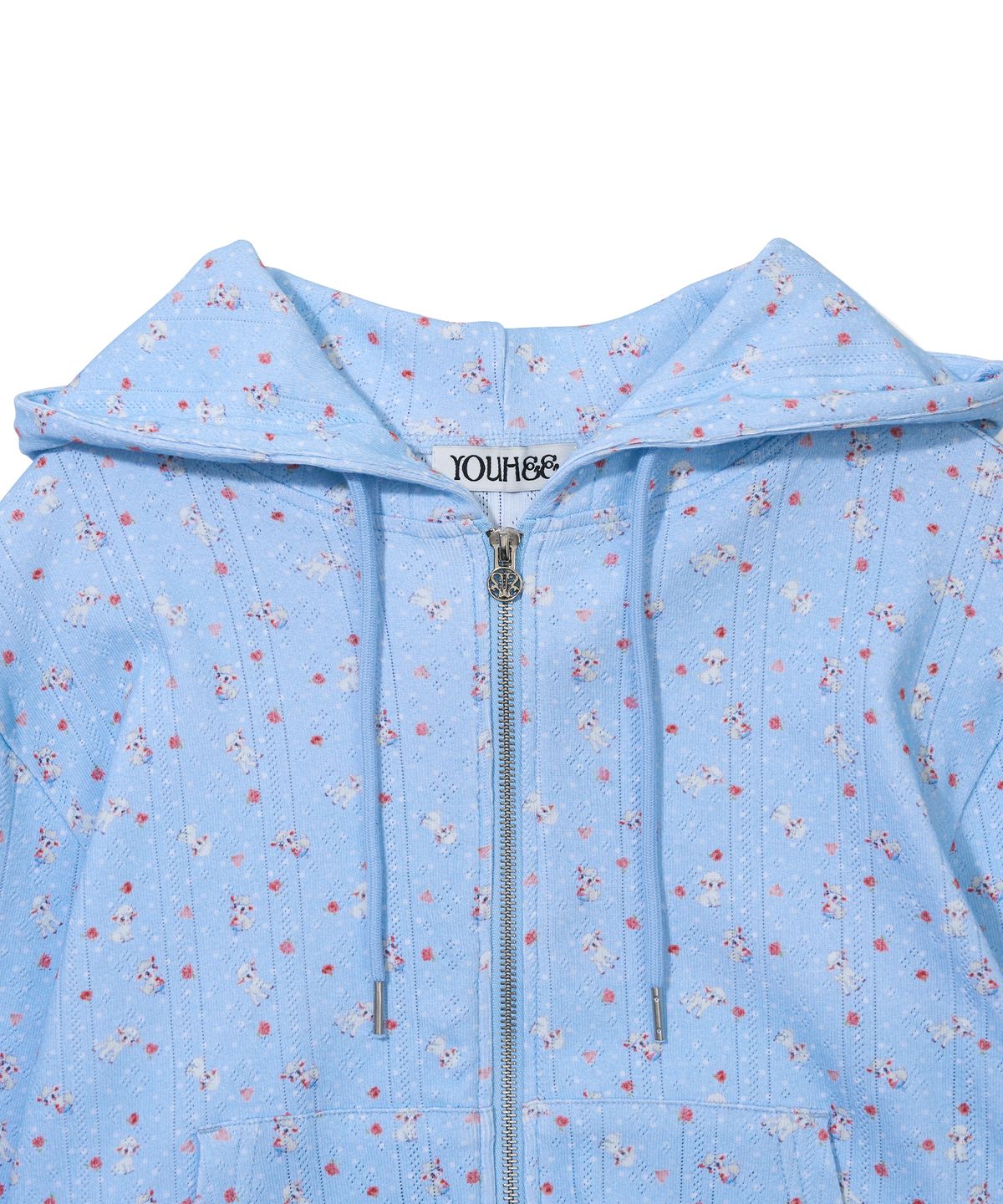 유희(YOUHEE) SHEEP PATTERN EYELET HOOD ZIP-UP_LIGHT BLUE