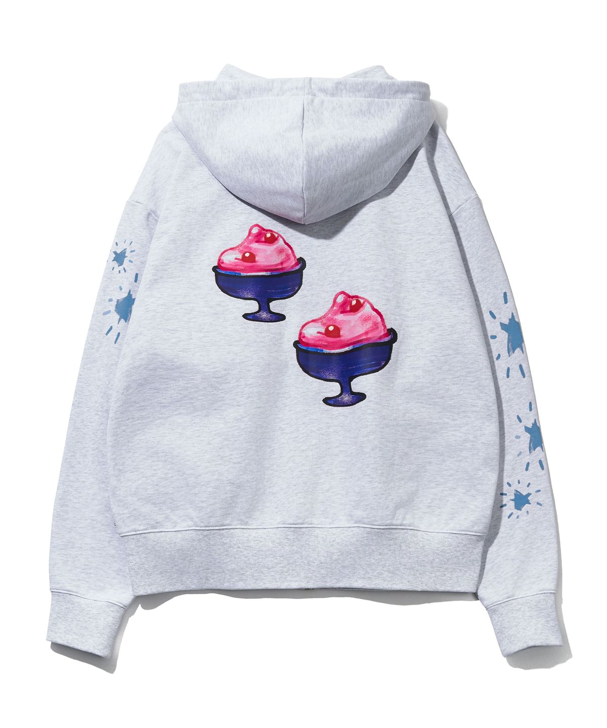 유희(YOUHEE) YOUHEE GRAPHIC HOOD ZIP-UP_MELANGE GREY