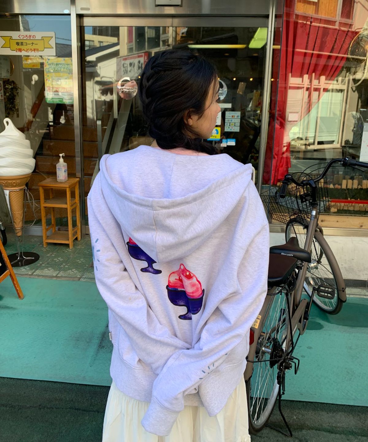 유희(YOUHEE) YOUHEE GRAPHIC HOOD ZIP-UP_MELANGE GREY
