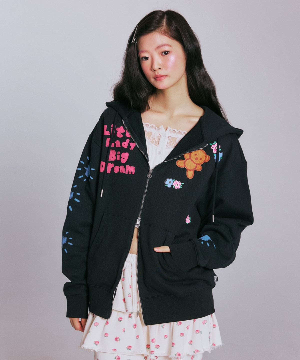 유희(YOUHEE) YOUHEE GRAPHIC HOOD ZIP-UP_BLACK