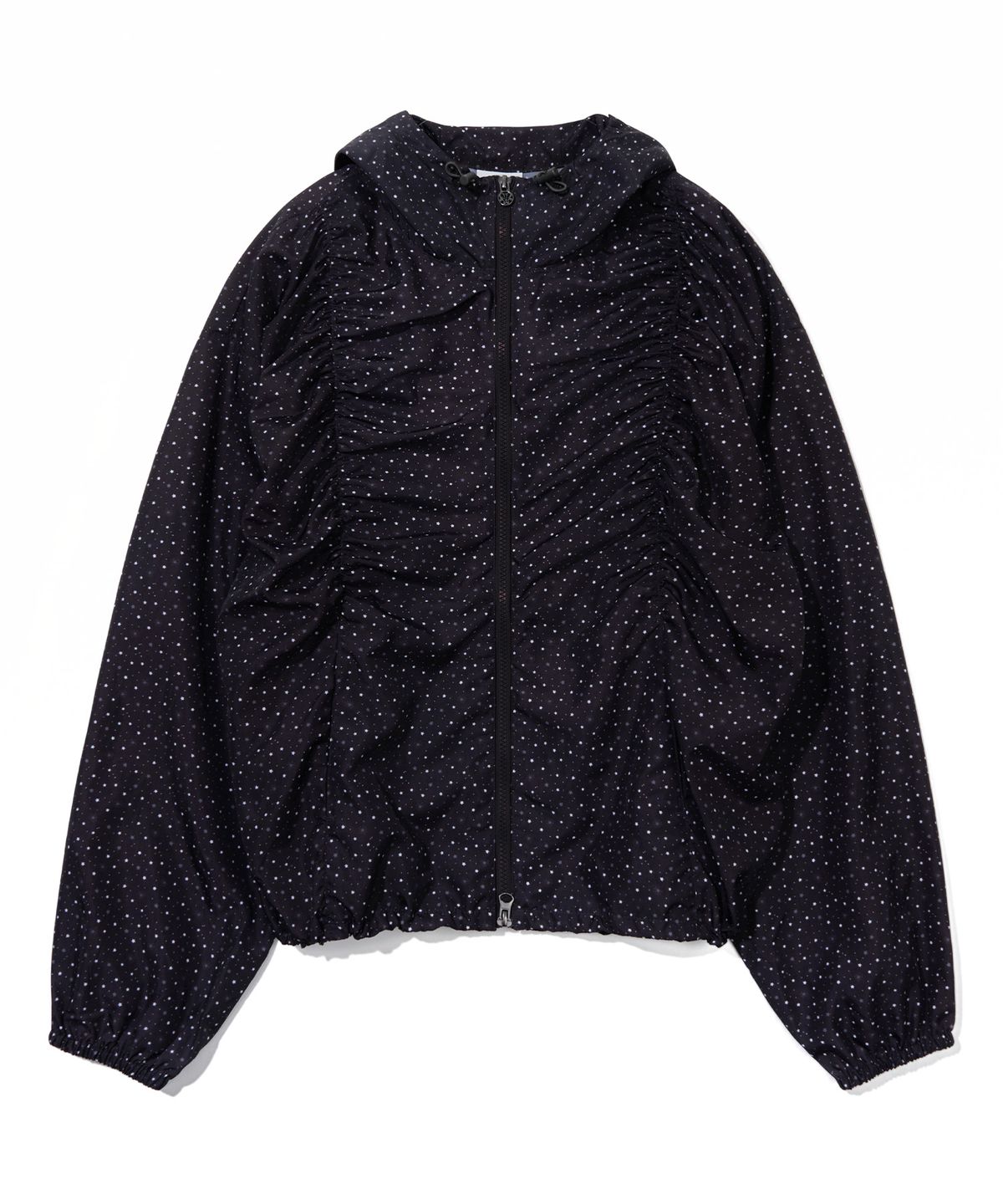 유희(YOUHEE) STAR PATTERN HOODED WIND BREAKER_BLACK