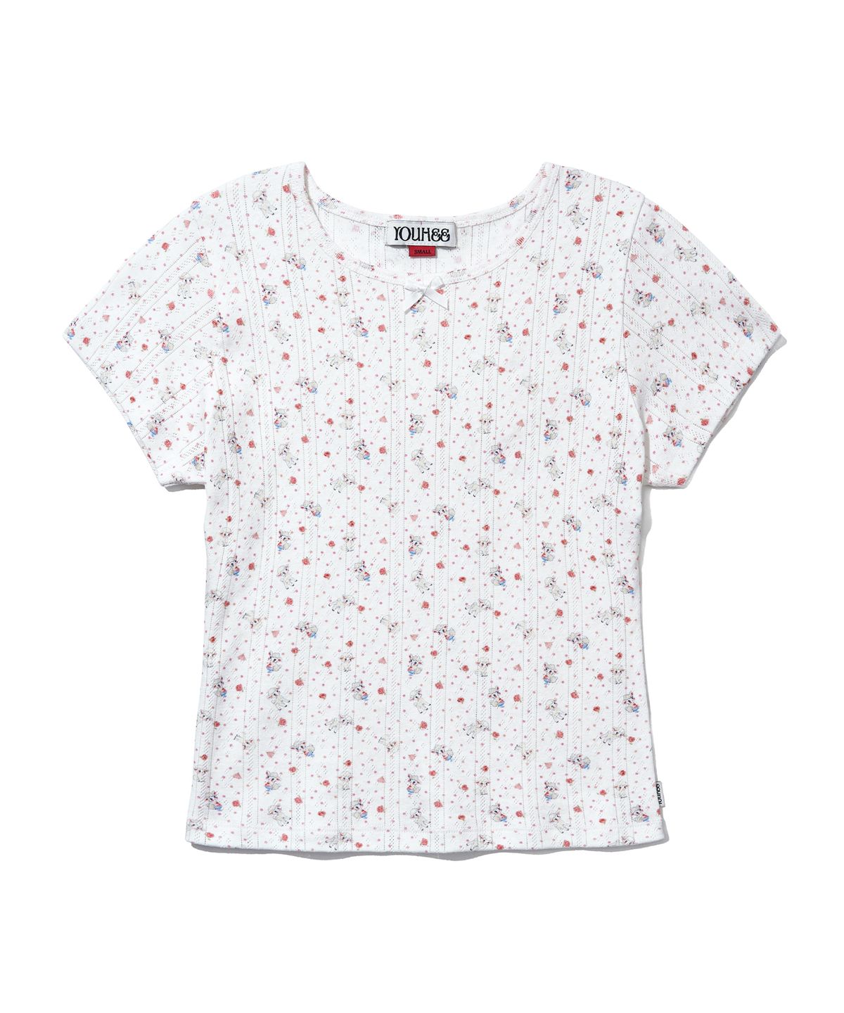 유희(YOUHEE) SHEEP PATTERN EYELET T-SHIRTS_WHITE