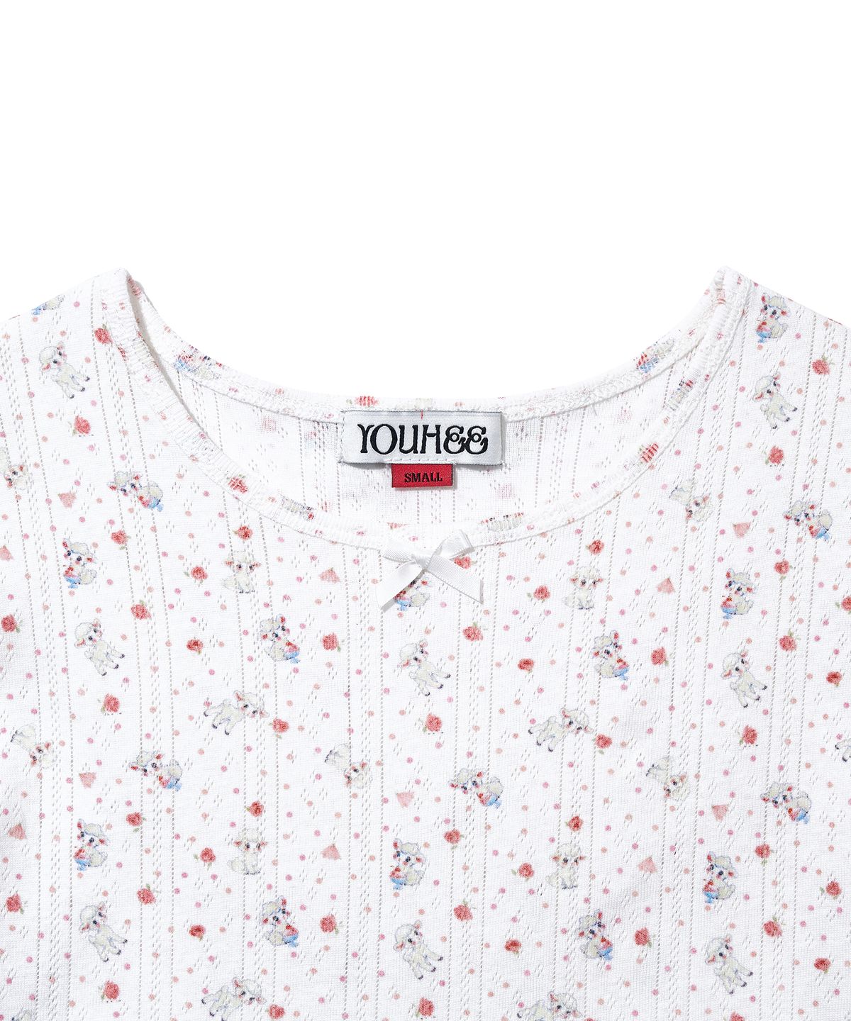 유희(YOUHEE) SHEEP PATTERN EYELET T-SHIRTS_WHITE