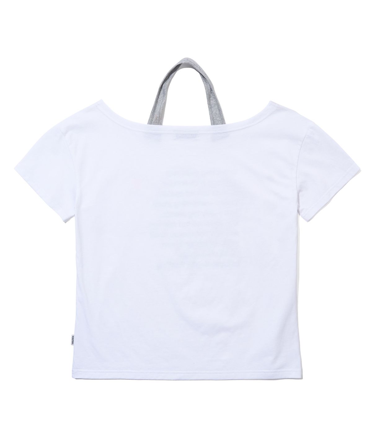 유희(YOUHEE) LETTERING HALTER NECK OFF-SHOULDER T-SHIRTS_WHITE