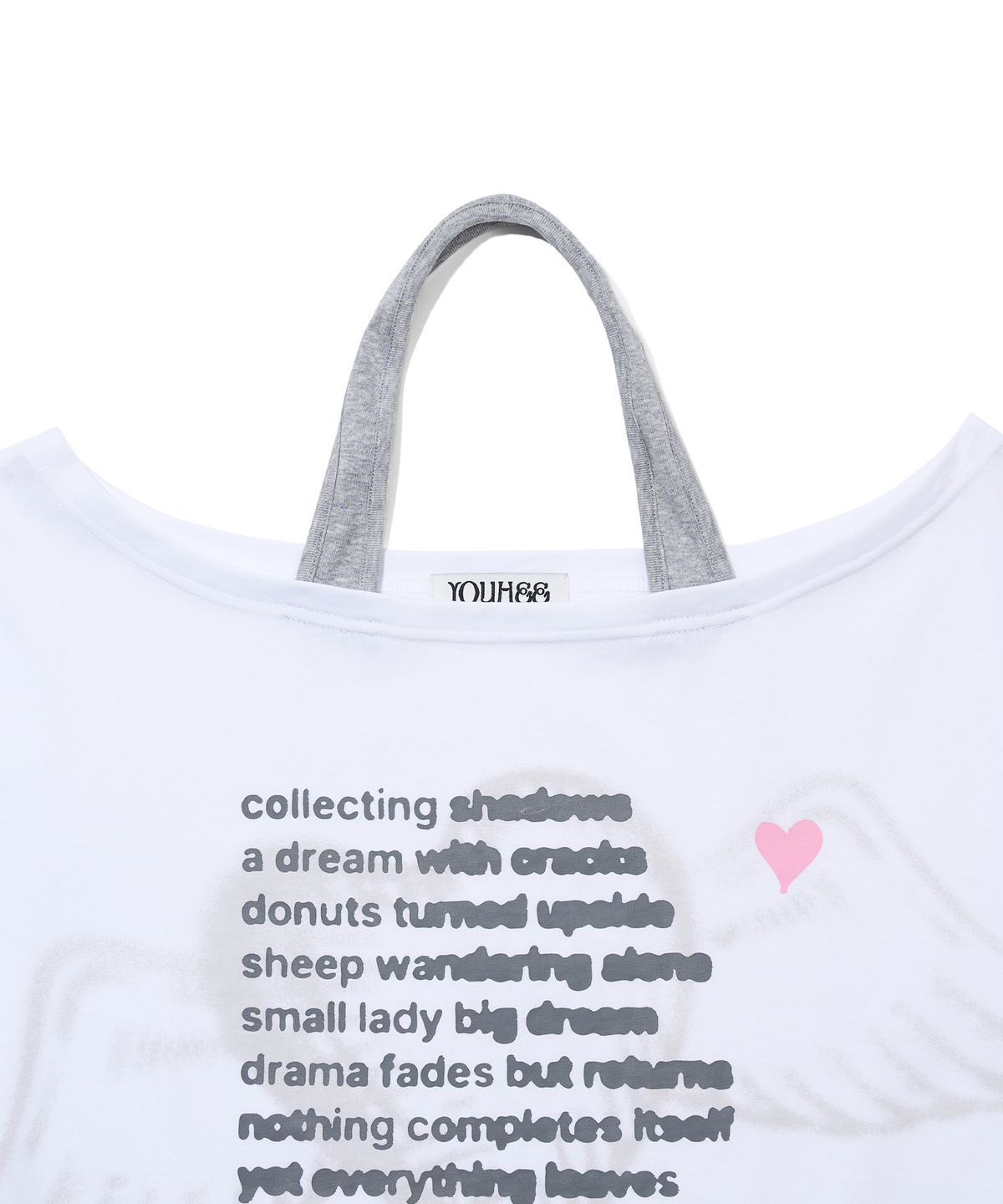 유희(YOUHEE) LETTERING HALTER NECK OFF-SHOULDER T-SHIRTS_WHITE
