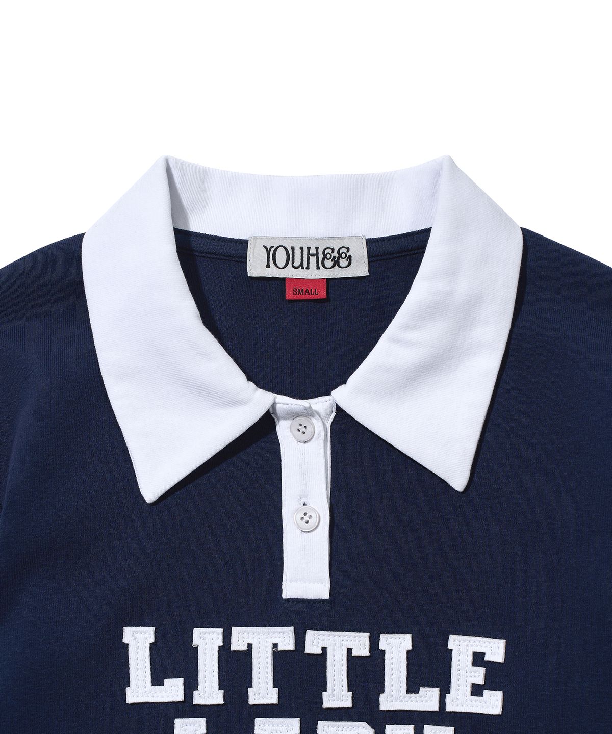 유희(YOUHEE) LETTERING LONG SLEEVE PK T-SHIRTS_NAVY