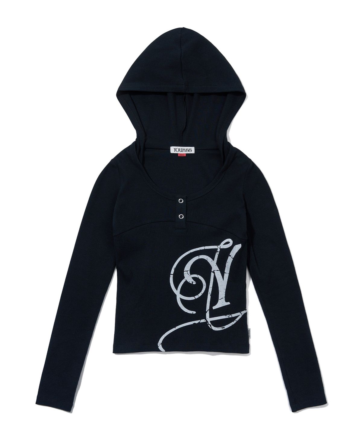 유희(YOUHEE) GRAPHIC HOODIE LONG SLEEVE_BLACK