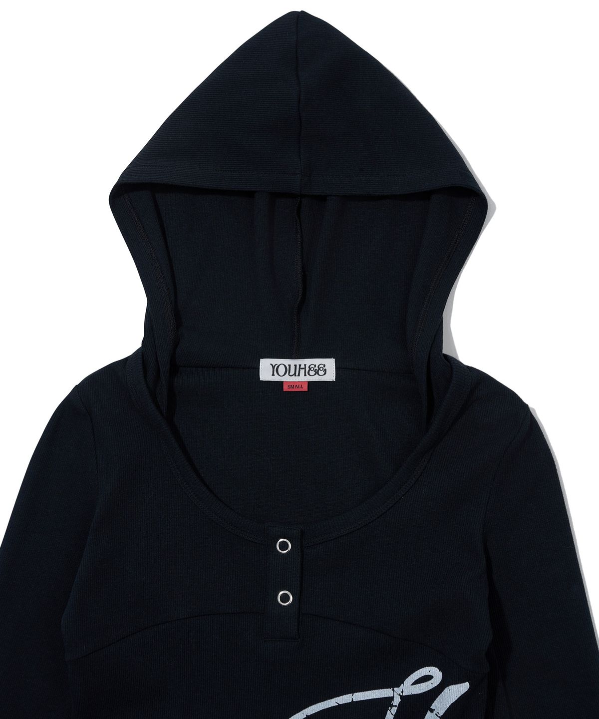 유희(YOUHEE) GRAPHIC HOODIE LONG SLEEVE_BLACK