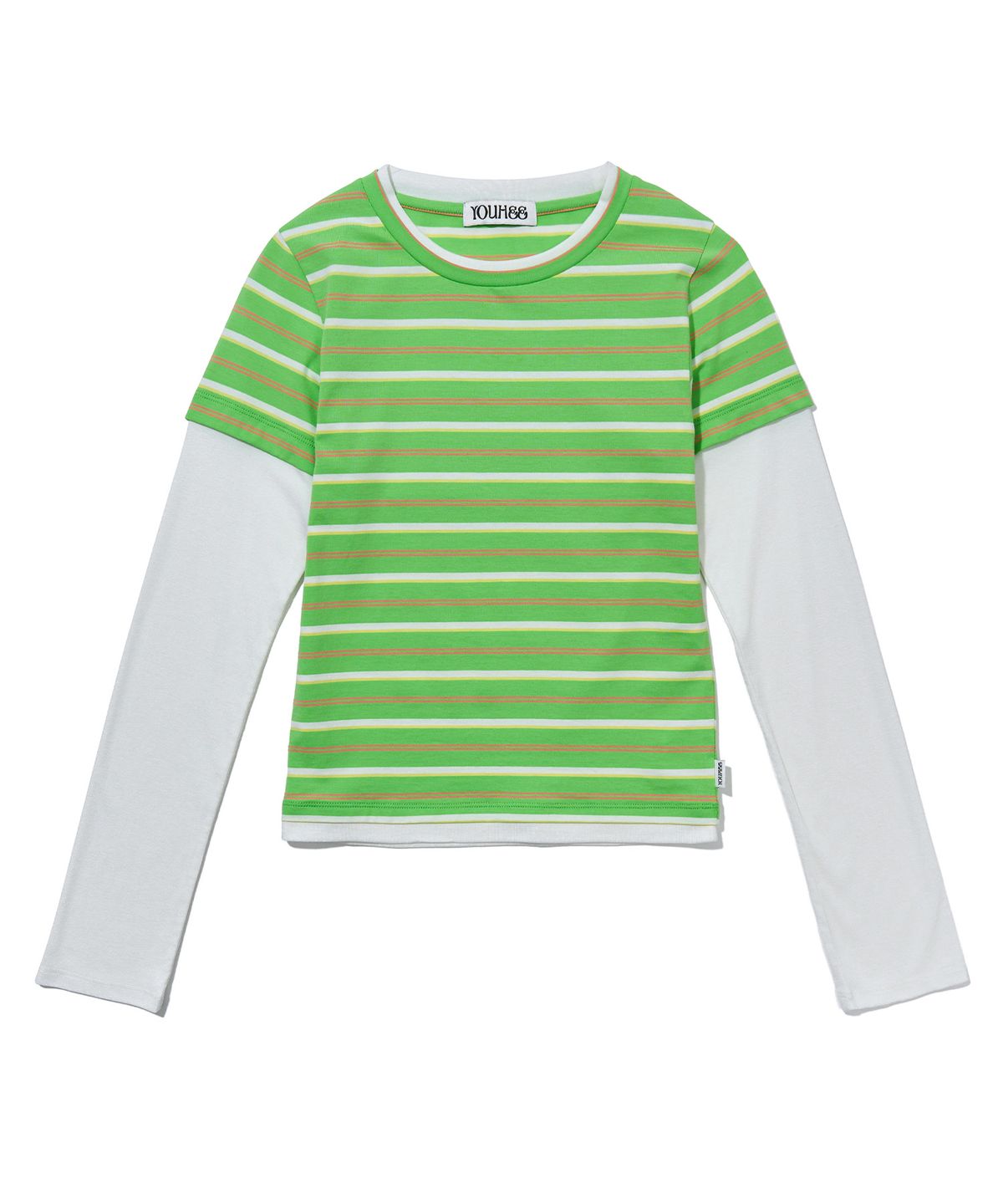 유희(YOUHEE) CANDY STRIPE LAYERED LONG SLEEVE_GREEN