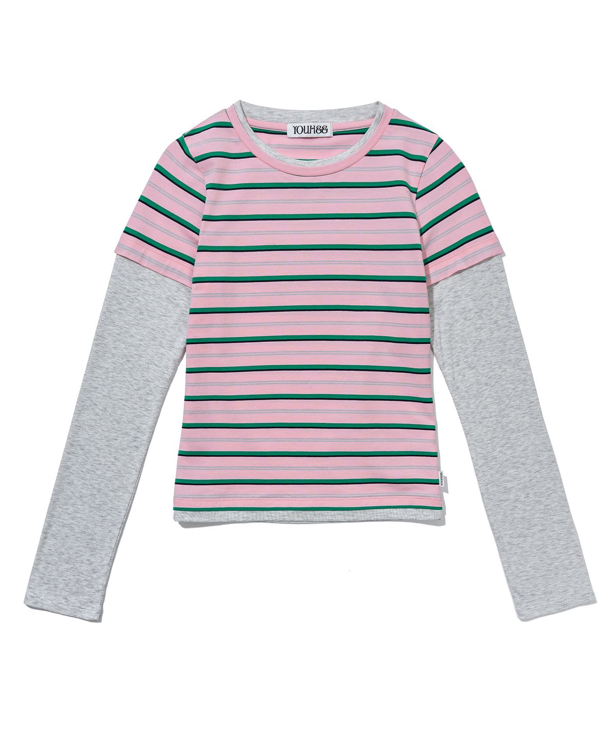 유희(YOUHEE) CANDY STRIPE LAYERED LONG SLEEVE_PINK