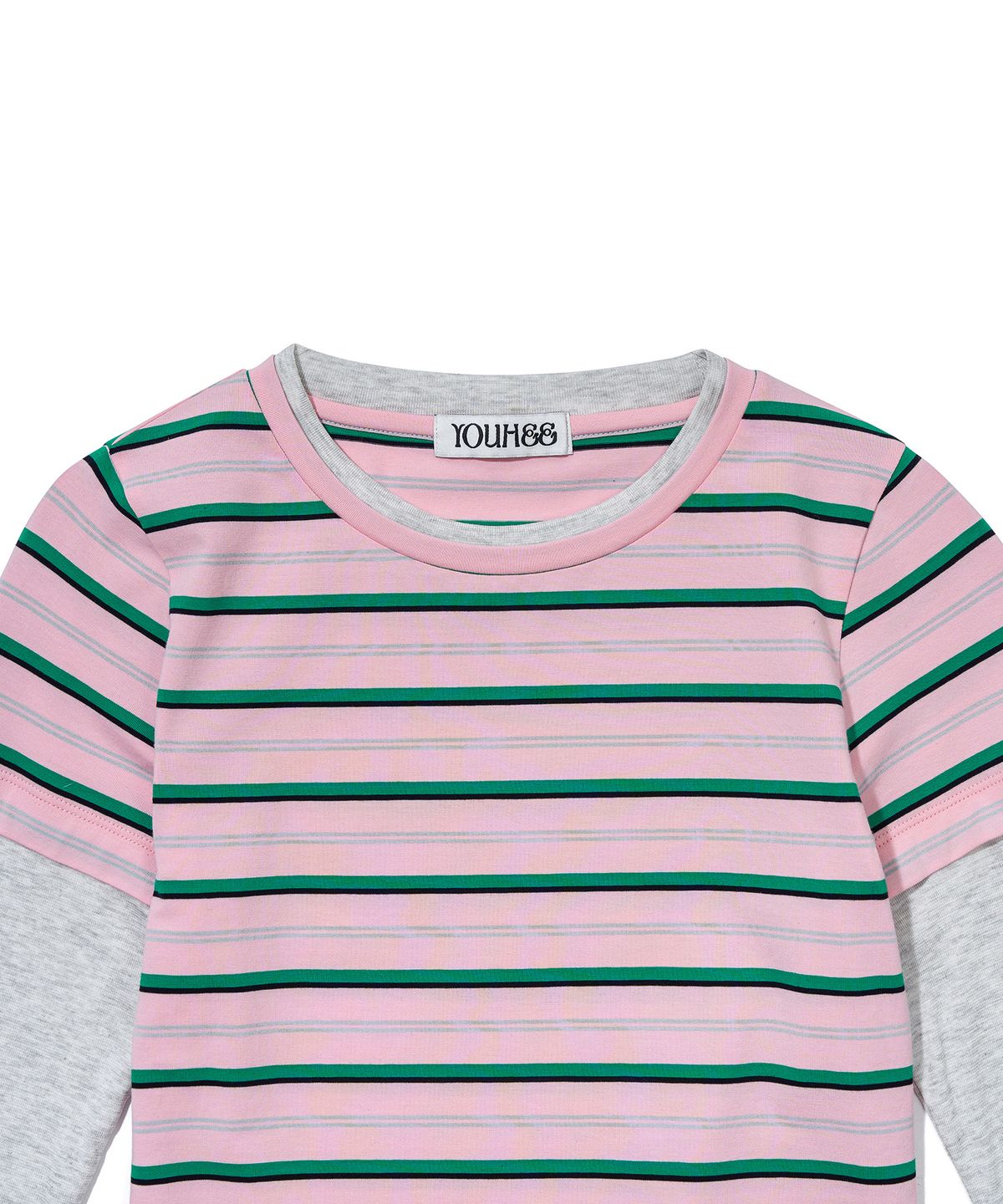 유희(YOUHEE) CANDY STRIPE LAYERED LONG SLEEVE_PINK