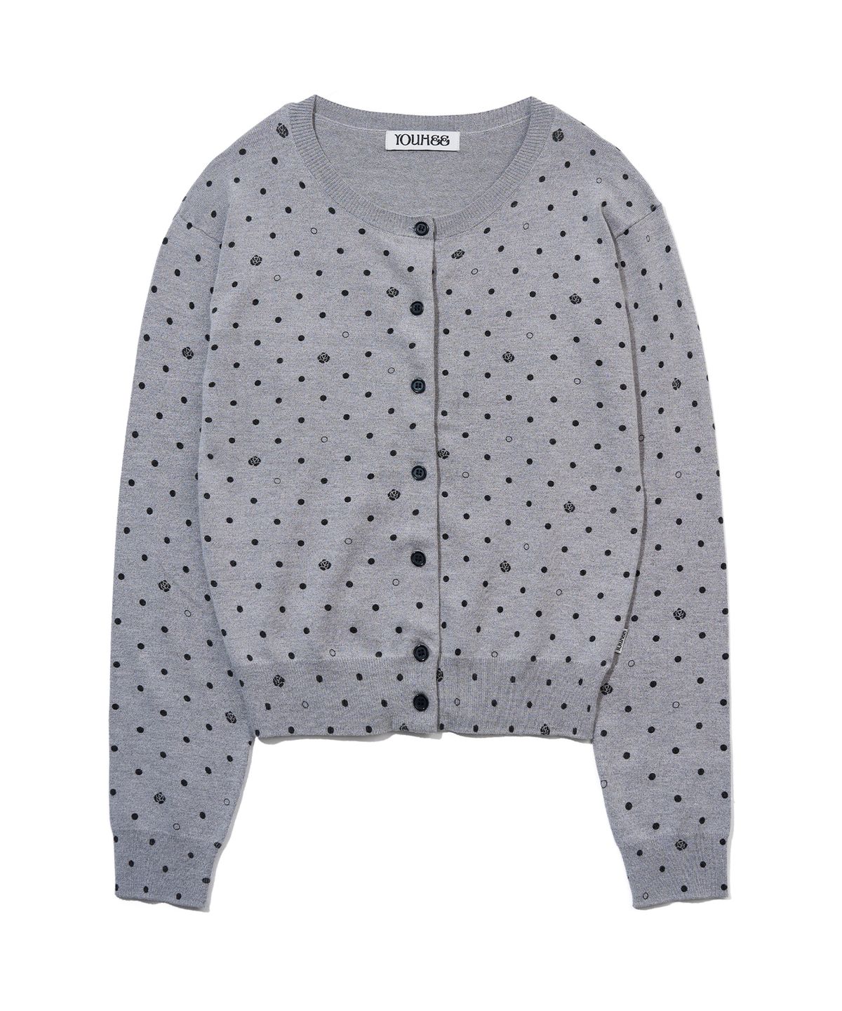 유희(YOUHEE) ROSE DOT KNIT CARDIGAN_MELANGE GREY