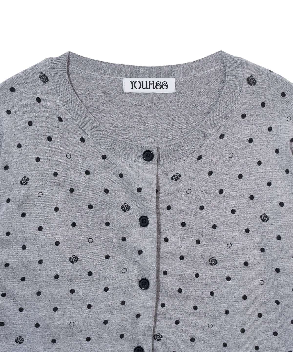 유희(YOUHEE) ROSE DOT KNIT CARDIGAN_MELANGE GREY