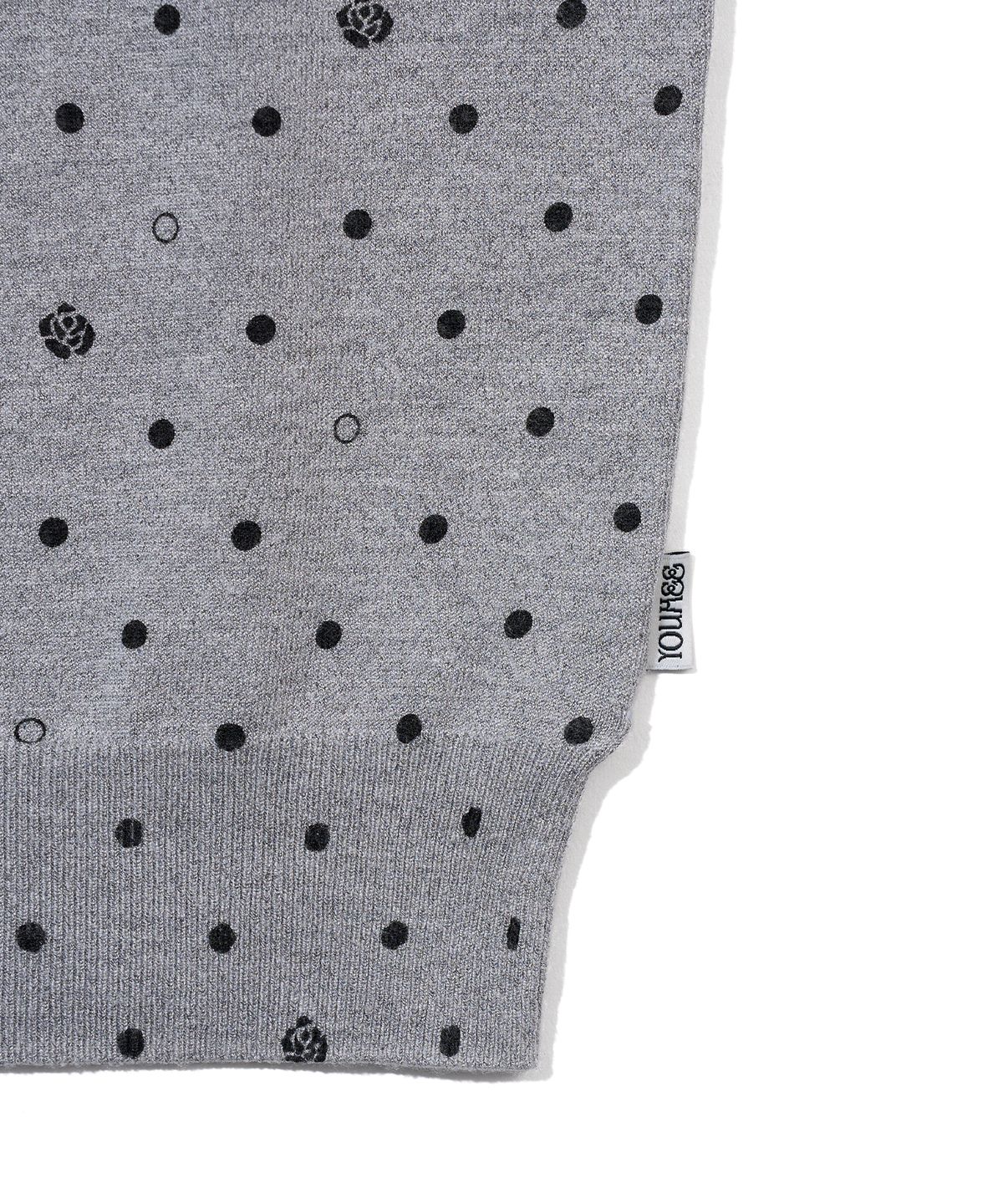 유희(YOUHEE) ROSE DOT KNIT CARDIGAN_MELANGE GREY