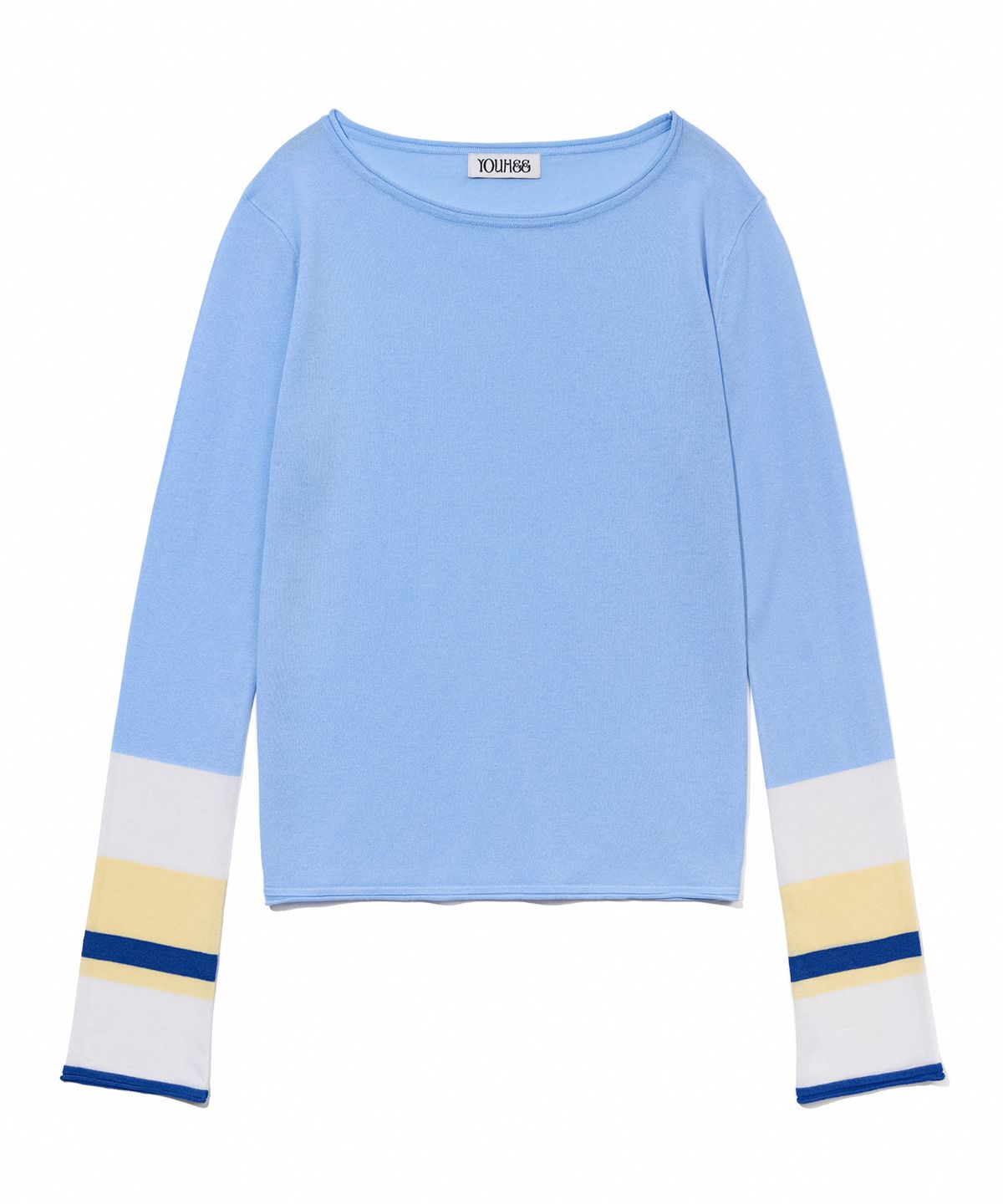 유희(YOUHEE) COLOR BLOCKED LONG SLEEVE KNIT_BLUE