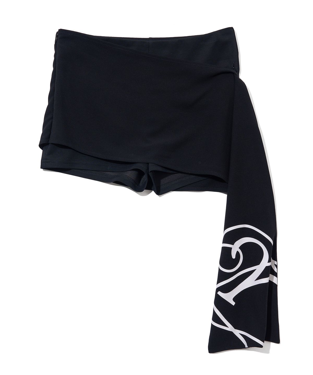 유희(YOUHEE) SLOGAN SKIRT PANTS_BLACK