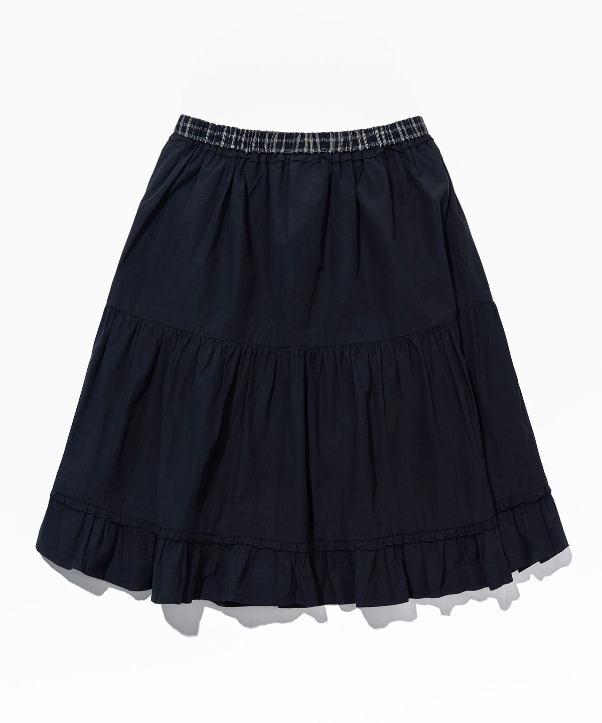 유희(YOUHEE) TIERED LACE MIDI SKIRT_BLACK