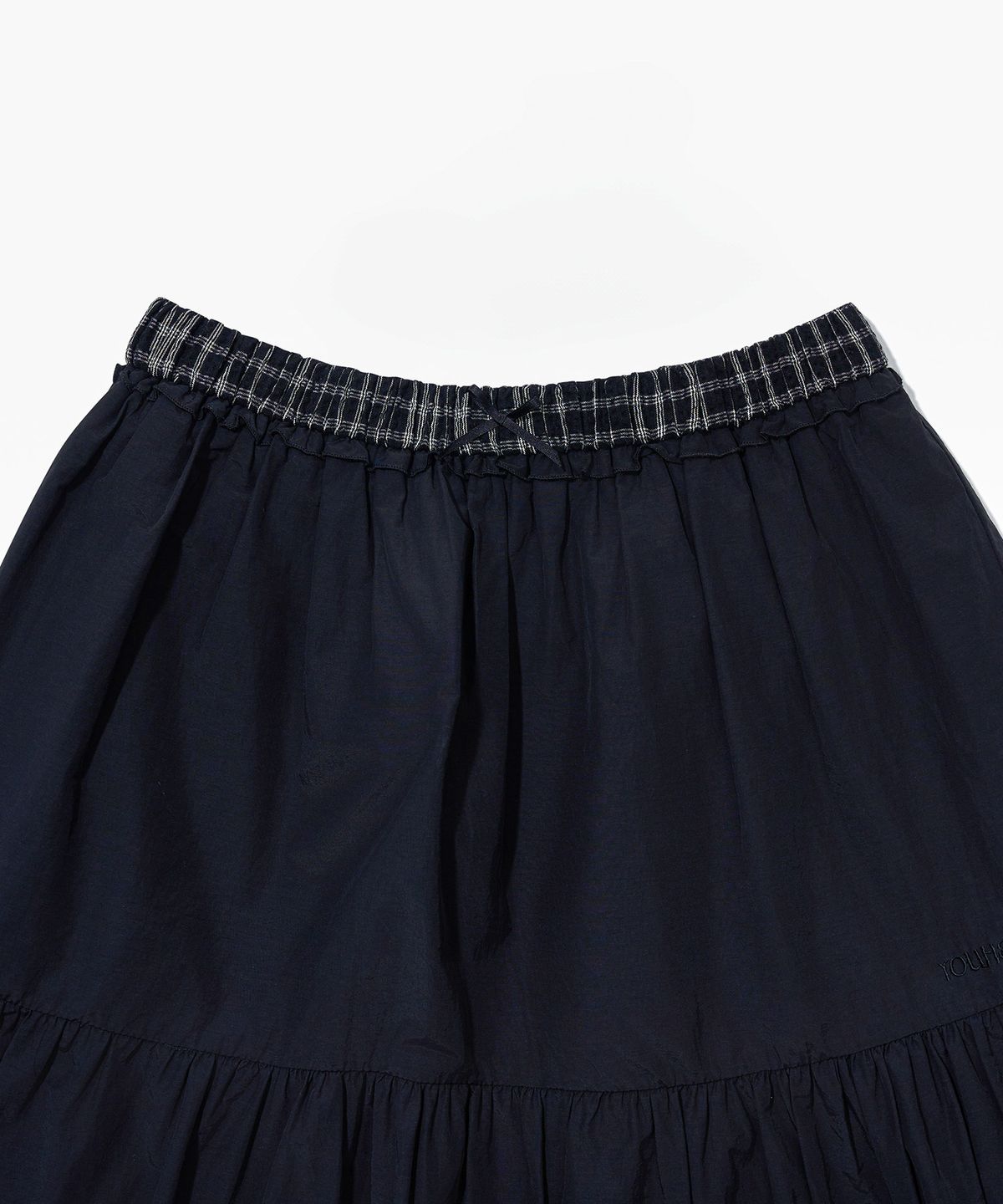 유희(YOUHEE) TIERED LACE MIDI SKIRT_BLACK