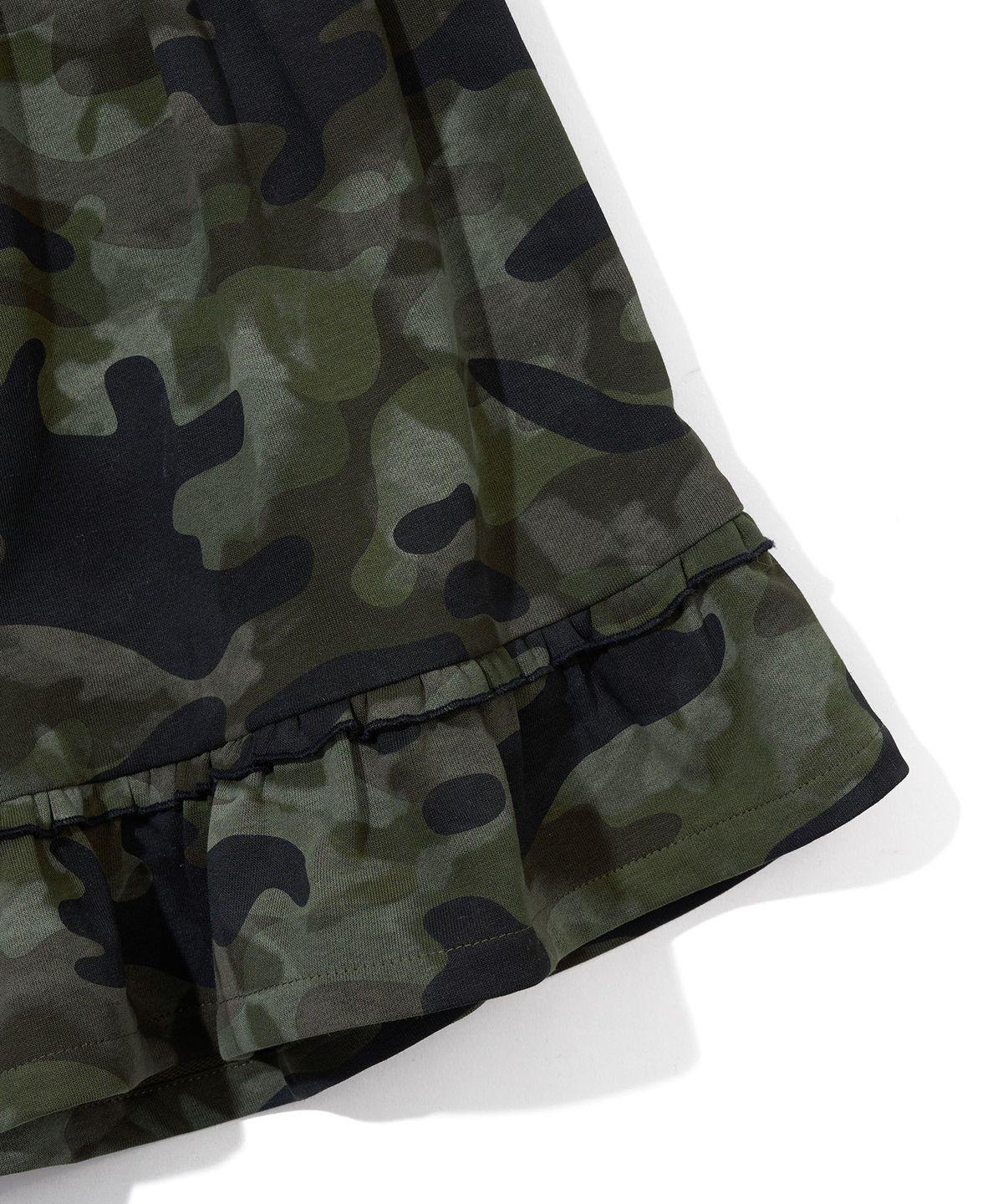 유희(YOUHEE) CAMO TIERED LAYERED MIDI SKIRT_KHAKI