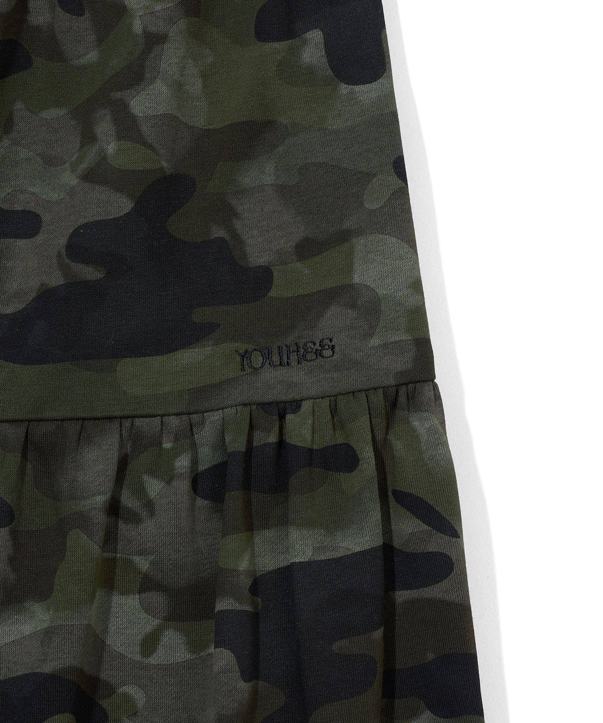 유희(YOUHEE) CAMO TIERED LAYERED MIDI SKIRT_KHAKI