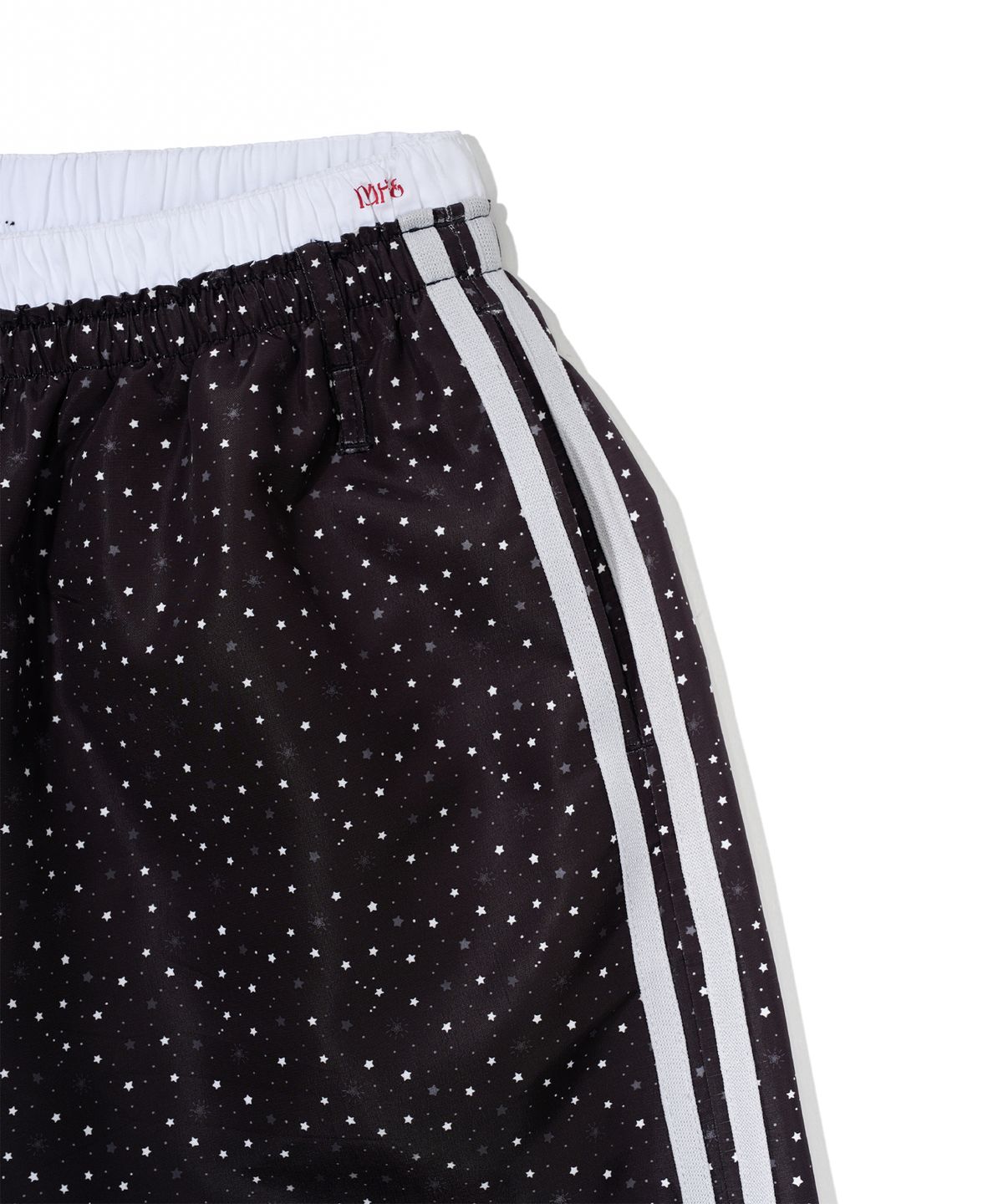 유희(YOUHEE) STAR PATTERN LAYERED BANDING TRACK PANTS_BLACK
