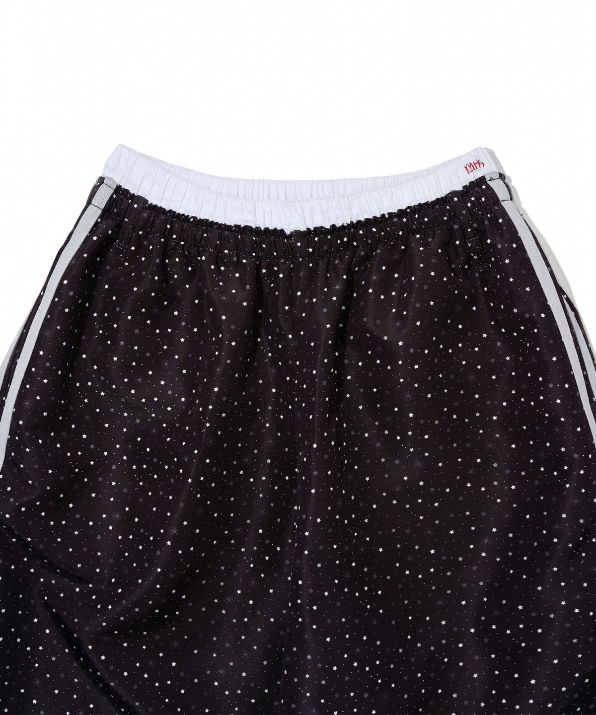 유희(YOUHEE) STAR PATTERN LAYERED BANDING TRACK PANTS_BLACK