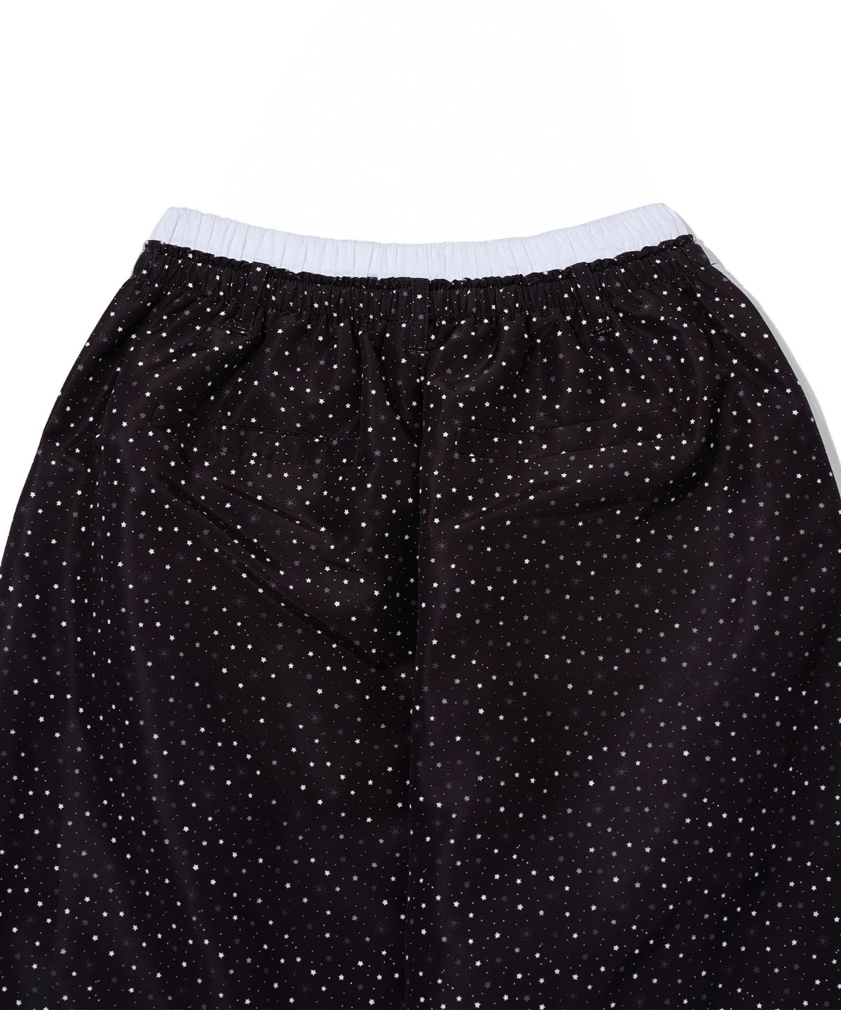유희(YOUHEE) STAR PATTERN LAYERED BANDING TRACK PANTS_BLACK