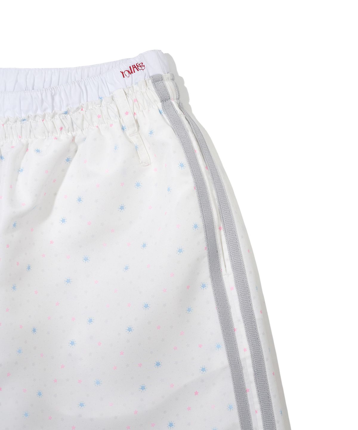 유희(YOUHEE) STAR PATTERN LAYERED BANDING TRACK PANTS_WHITE