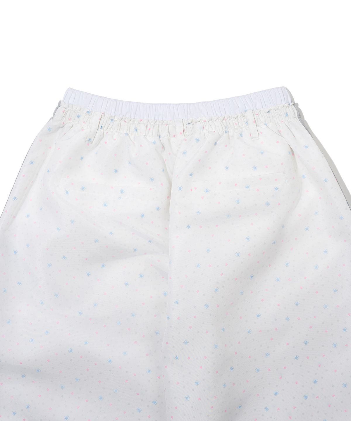 유희(YOUHEE) STAR PATTERN LAYERED BANDING TRACK PANTS_WHITE