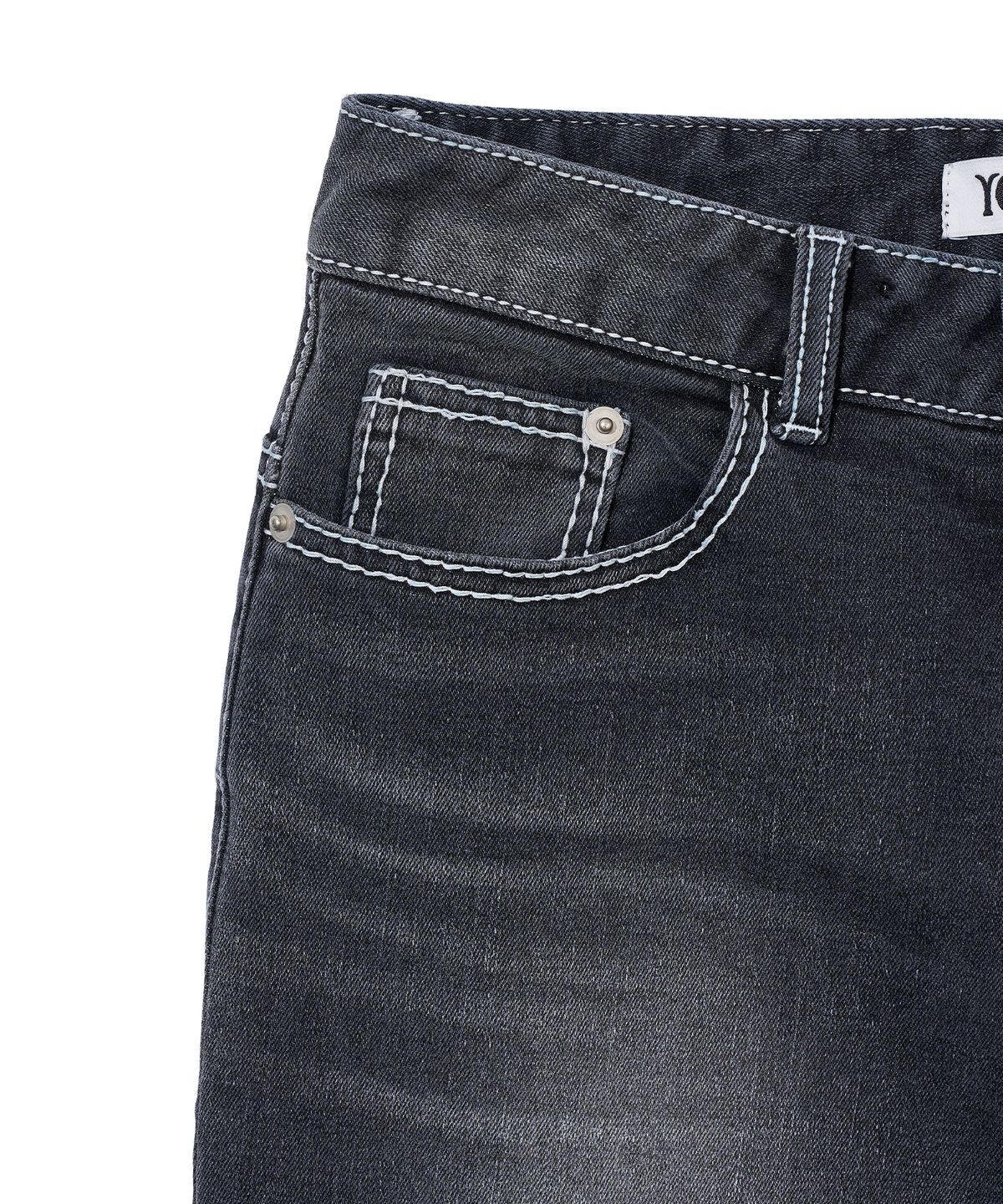 유희(YOUHEE) HOTFIX BOOTSCUT DENIM PANTS_GREY