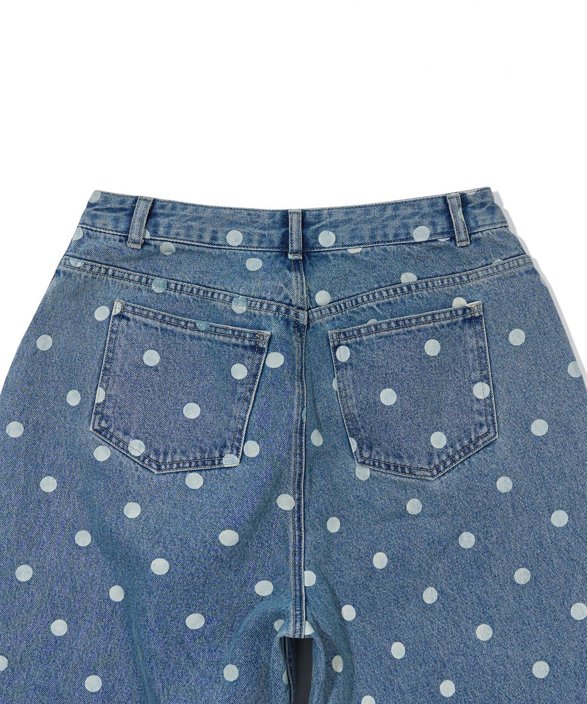 유희(YOUHEE) DOT PATTERN WIDE DENIM PANTS_LIGHT BLUE