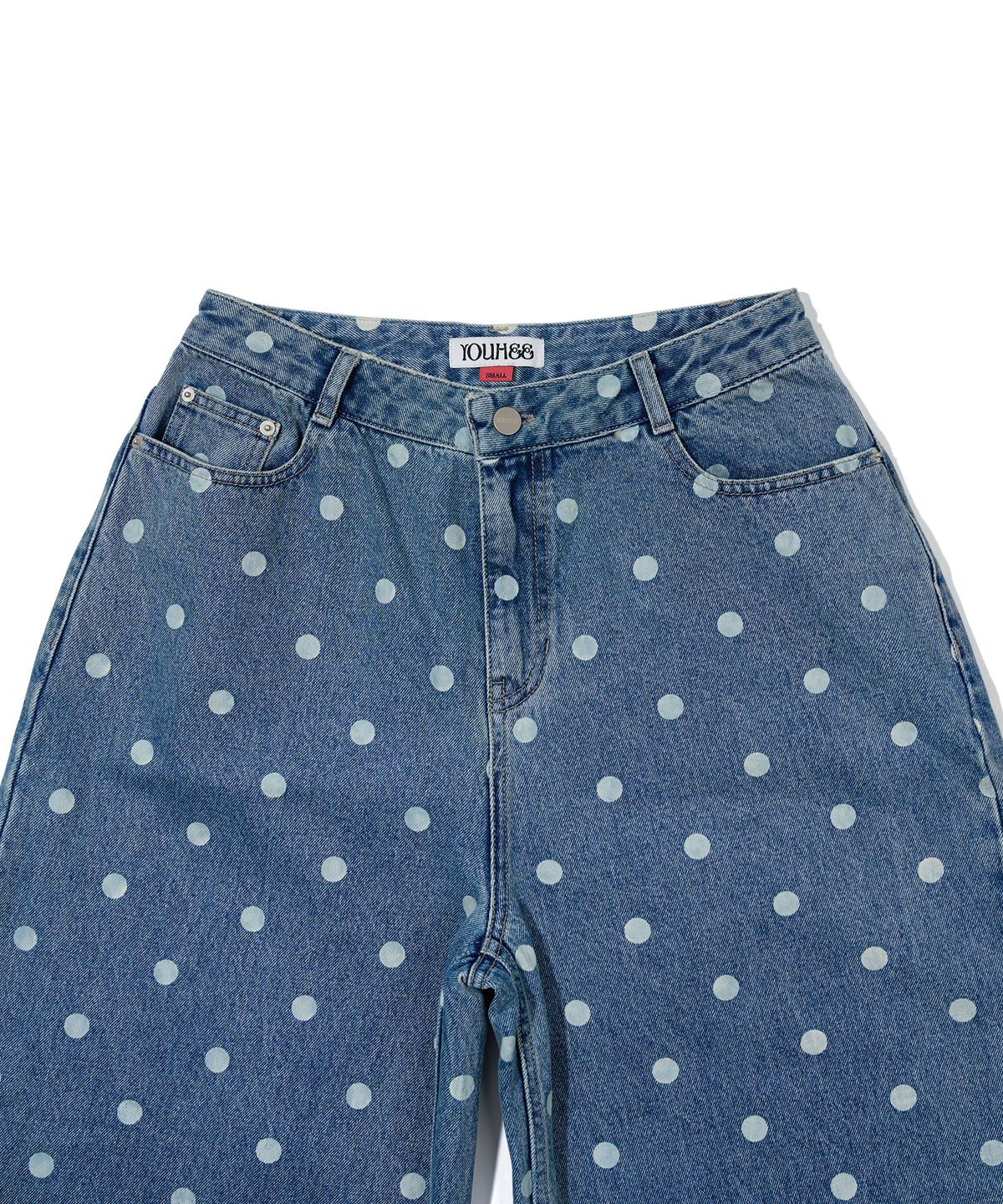 유희(YOUHEE) DOT PATTERN WIDE DENIM PANTS_LIGHT BLUE