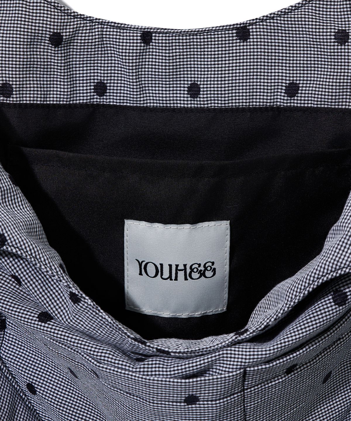 유희(YOUHEE) CHECK DOT COTTON BIG BAG_BLACK