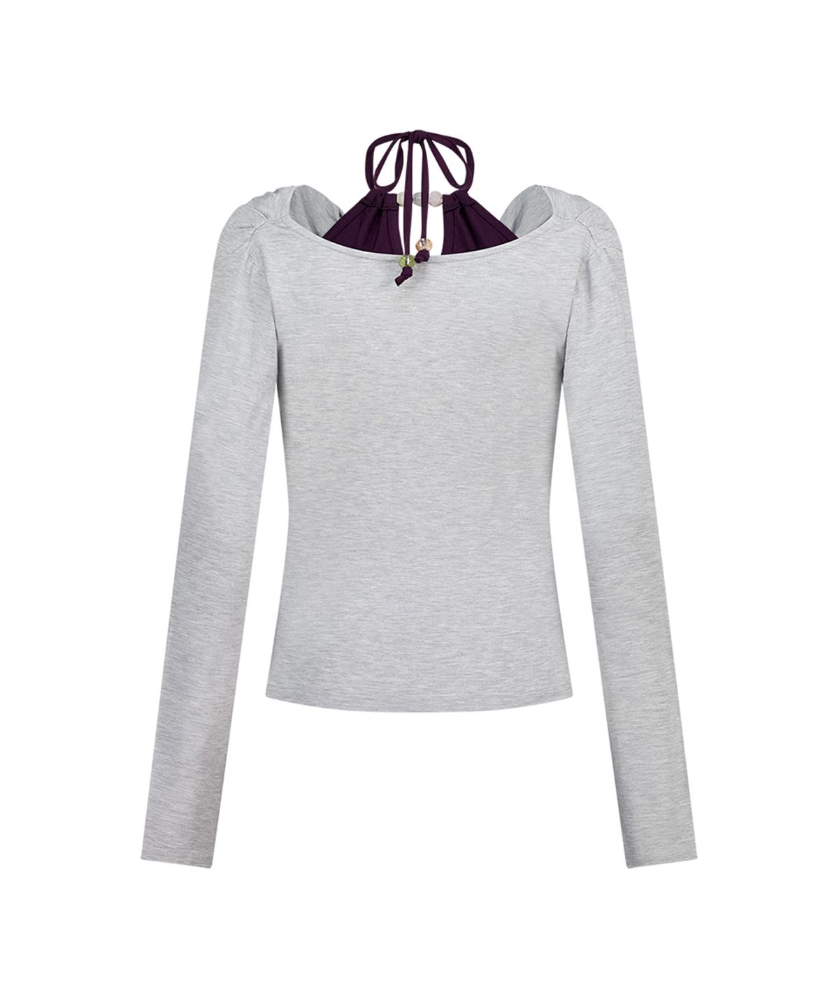 에즈이프 캘리(ASIF CALIE) LAYERD BEADS COWL NECK T-SHIRT MELANGEGRAY